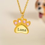 Henkilökohtainen Birthstone Paw Print riipus kaulakoru Dainty korut syntymäpäivä vuosipäivä lahja naisille Pet Lover