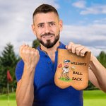 Personalized Cartoon Character Face Photo Suede Golf Ball and Tee Storage Bag Sack with Name Golf Accessories Birthday Gift for Golf Lovers