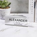 Personalized Clear Acrylic Nameplate Sign with Text Office Supplies Desk Decor Birthday Gift for Leader Colleague