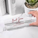 Personalized Clear Acrylic Nameplate Sign with Text Office Supplies Desk Decor Birthday Gift for Leader Colleague