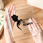 Personalisierte Cool Flying Dragon Muster klar Buchstütze Vase mit Namen Ästhetische Raumdekoration Geburtstagsgeschenk für Mama Oma Buchliebhaber