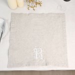 Personalized French Style Floral Monogrammed Linen Napkin with Embroidered Initial Housewarming Wedding Gift for Hostess French Style Lover
