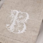 Personalized French Style Floral Monogrammed Linen Napkin with Embroidered Initial Housewarming Wedding Gift for Hostess French Style Lover