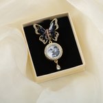 Personalized Blue and Gold Butterfly 1-3 Photos Brooch Pin Adorned with Zircon Wedding Anniversary Graduation Ceremony Birthday Gift for Newlyweds