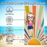Serviette de Plage Douce Personnalisée avec Nom et Personnage Dessin Animé Accessoire Séchage Rapide Cadeau Anniversaire pour Famille Amis
