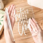Personalisierte Kreuz Bibel Zitate Clear Buchstütze Vase mit Namen Ästhetische Raumdekoration Taufe Geburtstag Geschenk für Frauen Christen Buchliebhaber
