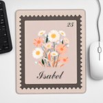 Alfombrilla de ratón personalizada con estilo de sello flor de nacimiento y nombre accesorios de oficina regalo de cumpleaños para mujeres o colegas