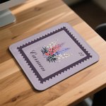 Alfombrilla de ratón personalizada con estilo de sello flor de nacimiento y nombre accesorios de oficina regalo de cumpleaños para mujeres o colegas