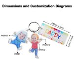 Gepersonaliseerde grappige 1-4 kinderen gezicht foto cartoon acryl sleutelhanger met naam en papa Tag Vaderdag verjaardagscadeau voor papa familie