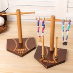 Personalised Baseball Softball Wooden Necklace Ring Holder with Engraved Name and Number Birthday Game Day Team Gift for Sport Lovers