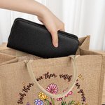 Gepersonaliseerde Potloden Boeken Bloemen Jute Tote Bag met Naam Grote Opslag Reis Accessoire Feest Verjaardag Cadeau voor Vrouwen