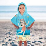 Personalized Face Photo Cartoon Diving Character Soft Hooded Beach Towel Birthday Summer Vacation Pool Party Gift for Boys Girls
