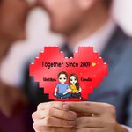 Personalised Together Since Many Years Rainbow Cartoon Character Heart Building Brick Puzzles with Name Home Decor Valentine's Day Gift for Couple