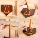 Personalised Baseball Softball Wooden Necklace Ring Holder with Engraved Name and Number Birthday Game Day Team Gift for Sport Lovers
