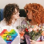 Personalised Together Since Many Years Rainbow Cartoon Character Heart Building Brick Puzzles with Name Home Decor Valentine's Day Gift for Couple