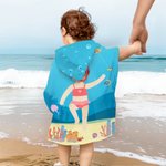 Personalized Face Photo Cartoon Diving Character Soft Hooded Beach Towel Birthday Summer Vacation Pool Party Gift for Boys Girls