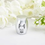 Henkilökohtainen ikuisesti sydämissämme Line Dog Ears Mini Ashes Urn kanssa nimi ja Twist-Off kansi Memorial Sympathy Keepsake lahja koiran omistajille