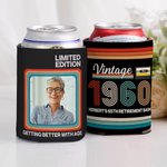 Pochette isotherme pour canette de bière personnalisée avec année et texte Cadeau d'anniversaire pour la famille et les amis