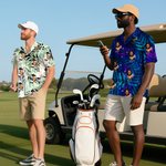 Personalisiertes Hawaiihemd mit Gesicht-Foto Golf-Elemente Kurzarmes Shirt Jahrestag Geburtstag Geschenk für Golfspieler Herren Damen