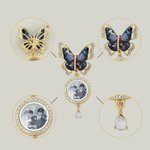 Personalized Blue and Gold Butterfly 1-3 Photos Brooch Pin Adorned with Zircon Wedding Anniversary Graduation Ceremony Birthday Gift for Newlyweds