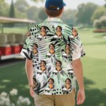 Personalisiertes Hawaiihemd mit Gesicht-Foto Golf-Elemente Kurzarmes Shirt Jahrestag Geburtstag Geschenk für Golfspieler Herren Damen
