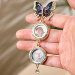 Personalized Blue and Gold Butterfly 1-3 Photos Brooch Pin Adorned with Zircon Wedding Anniversary Graduation Ceremony Birthday Gift for Newlyweds