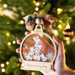 Flocon de Neige Personnalisé Chien Chat Ange 3D Globe de Neige en bois avec 1-10 Noms Année Texte Cadeau de Noël pour Famille Amis
