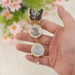 Personalized Blue and Gold Butterfly 1-3 Photos Brooch Pin Adorned with Zircon Wedding Anniversary Graduation Ceremony Birthday Gift for Newlyweds