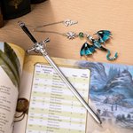 Marcapáginas personalizado con nombre perlas y espada de dragón accesorio de lectura regalo de cumpleaños para lectores y amantes de los libros