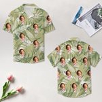 Personalisiertes Hawaiihemd mit Gesicht-Foto Golf-Elemente Kurzarmes Shirt Jahrestag Geburtstag Geschenk für Golfspieler Herren Damen