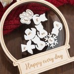 Flocon de Neige Personnalisé Chien Chat Ange 3D Globe de Neige en bois avec 1-10 Noms Année Texte Cadeau de Noël pour Famille Amis
