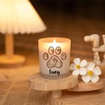 Personalized Pet Footprints Photo LED Candle Jar with Name Memorial Condolence Sympathy Pet Loss Gift for Pet Owners