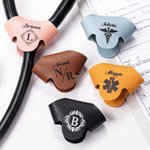 Personalised Rod of Asclepius PU Leather Stethoscope ID with Concealed Snap Tag Nurses Day Appreciation Birthday Gift for Medical Staffs