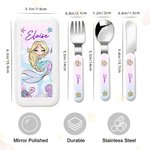 Personalised Fantasy Mermaid Kid's Fork Spoon Knife 3 Pcs Cutlery Set with Case and Name Birthday Gift for Kids Ocean Lovers