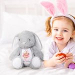 Personligt första påsk gulligt kaningosedjur med namn och år helgpresent babyshowergåva för pojkar och flickor