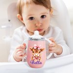 Spersonalizowany kubek niekapek Cute Highland Cow 10 uncji z pokrywką i uchwytem Urodzinowy prezent pod prysznic dla małych dzieci