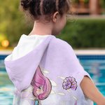 Personalized Fantasy Mermaid Soft Hooded Beach Towel with Name Summer Vacation Travel Beach Party Accessory Birthday Gift for Girls