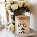 Personalized Pet Footprints Photo LED Candle Jar with Name Memorial Condolence Sympathy Pet Loss Gift for Pet Owners