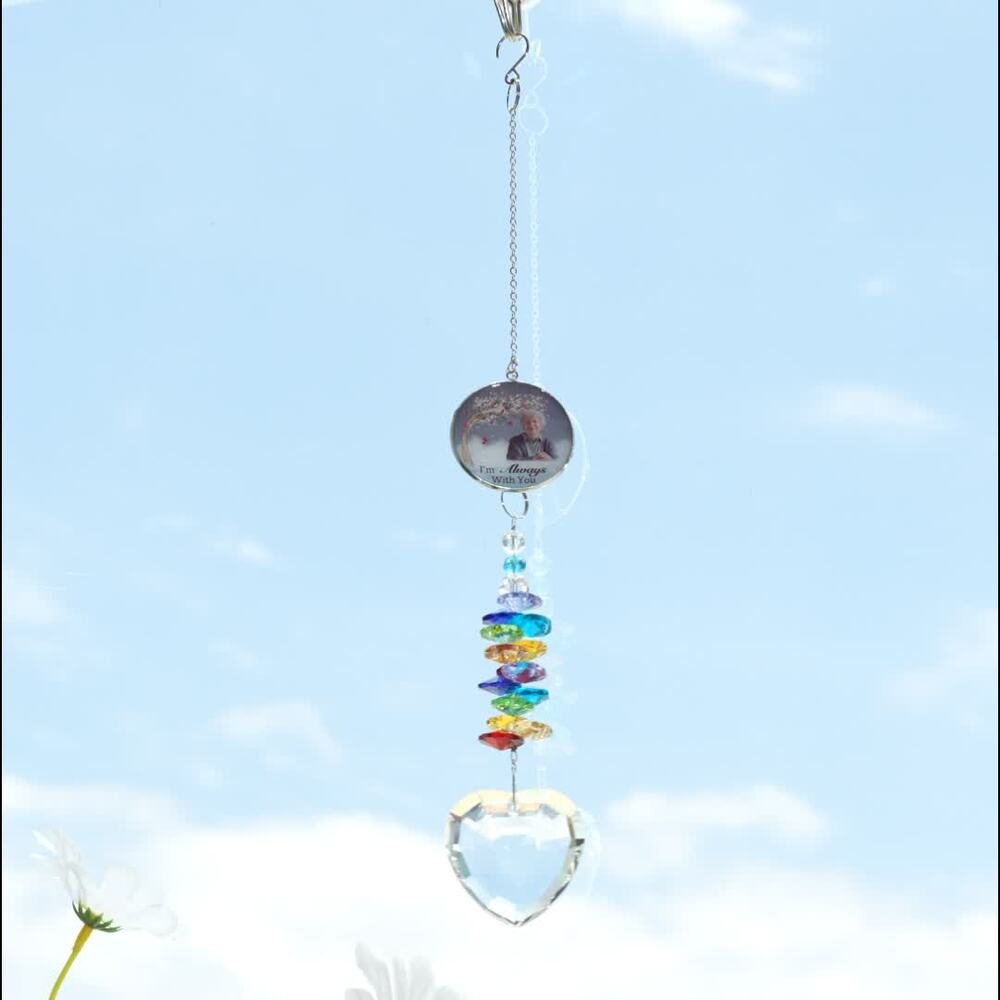 Personalised Love Crystal Photo Memorial Suncatcher Window Hanging Decor Anniversary Gift for Loss of Loved One 3