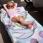 Telo mare personalizzato con nome e sirena oversize asciugatura rapida essenziale per vacanze al mare regalo per bambine e ragazze