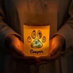 Personalized Pet Footprints Photo LED Candle Jar with Name Memorial Condolence Sympathy Pet Loss Gift for Pet Owners