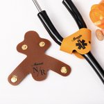Personalised Rod of Asclepius PU Leather Stethoscope ID with Concealed Snap Tag Nurses Day Appreciation Birthday Gift for Medical Staffs