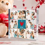 Te amo en cada momento - Placa acrílica cuadrada personalizada con collage de 8 fotos - Regalo de San Valentín y aniversario