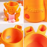 Personalizado 3D impreso Smiling Face Knitted Plant Pot Yarn Bowl with Text Knitting Tool Storage Desktop Decor Birthday Gift for Knitting Lovers