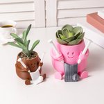 Personalizado 3D impreso Smiling Face Knitted Plant Pot Yarn Bowl with Text Knitting Tool Storage Desktop Decor Birthday Gift for Knitting Lovers