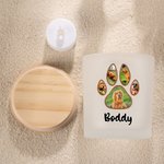 Personalized Pet Footprints Photo LED Candle Jar with Name Memorial Condolence Sympathy Pet Loss Gift for Pet Owners