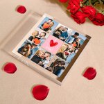 Te amo en cada momento - Placa acrílica cuadrada personalizada con collage de 8 fotos - Regalo de San Valentín y aniversario