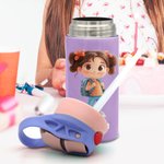 Personalized Cute Cartoon Character Name 12 oz Insulated Water Bottle with Straw and Spill-Proof Lid Back to School Gift for Boys Girls