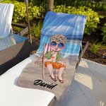 Toalla de playa personalizada de secado rápido con nombre y diseño de cielo esenciales de viaje regalo de cumpleaños para familia y amigos