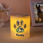 Personalized Pet Footprints Photo LED Candle Jar with Name Memorial Condolence Sympathy Pet Loss Gift for Pet Owners